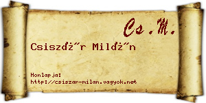 Csiszár Milán névjegykártya