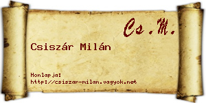 Csiszár Milán névjegykártya